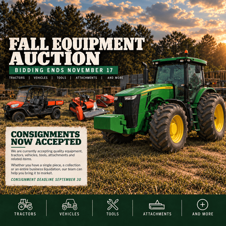 Image for Now Accepting Consignments - November 2026 Equipment Auction
