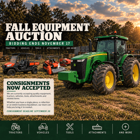 Image for Now Accepting Consignments - November 2026 Equipment Auction