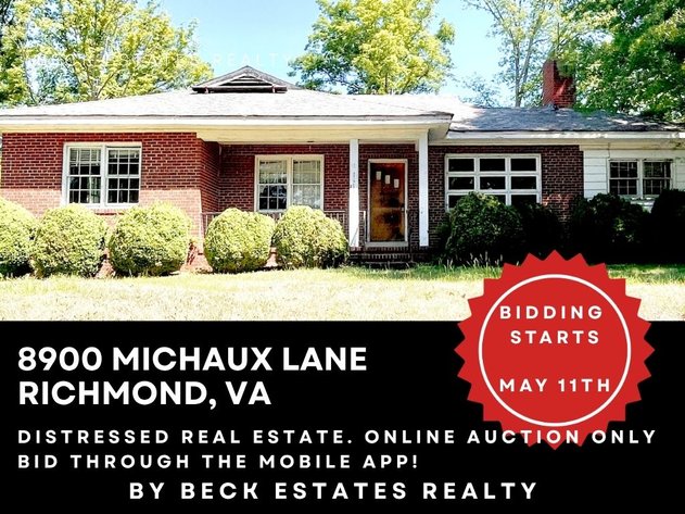 Image for REAL ESTATE ONLINE ONLY AUCTION AT 8900 MICHAUX LANE, RICHMOND, VA 23229