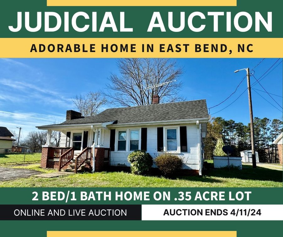 JUDICIAL SALE - 2 Bed/1 Bath Home in East Bend, NC