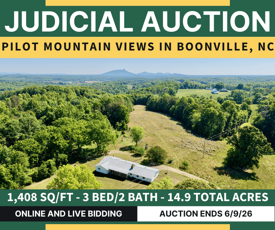JUDICIAL AUCTION - 14.9 +/- Acres and Home with Pilot Mountain Views in Boonville, NC