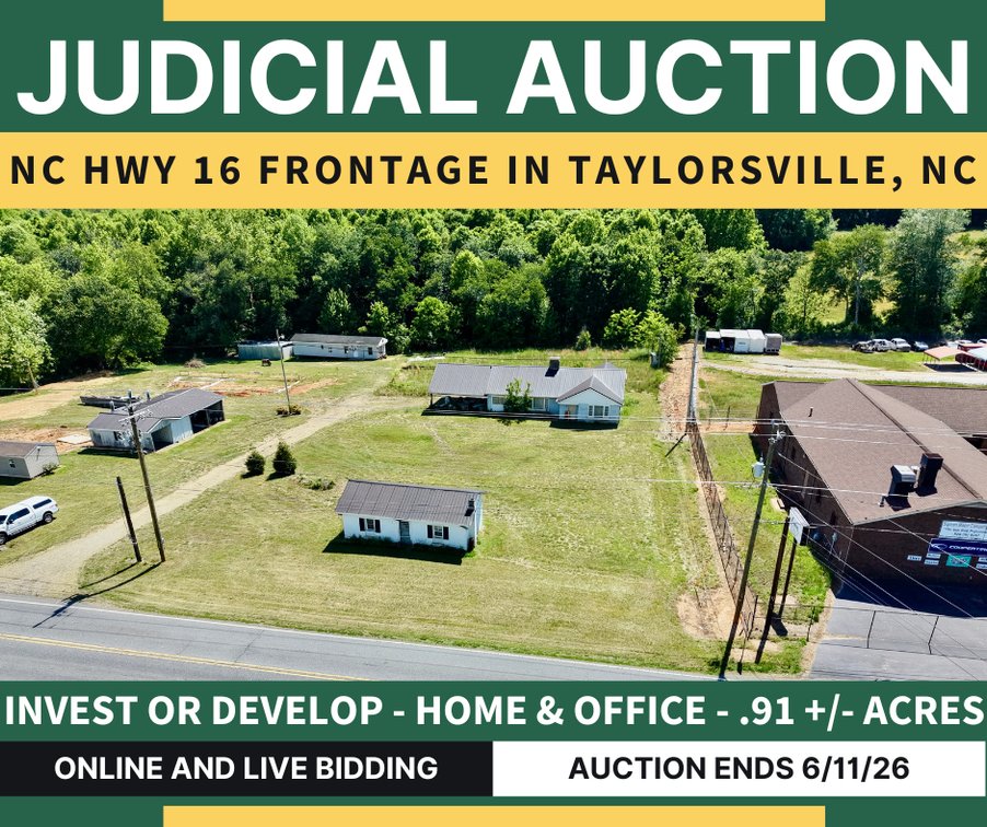 JUDICIAL AUCTION - .91 +/- Acres, Home and Office with NC Hwy. 16 Frontage in Taylorsville, NC