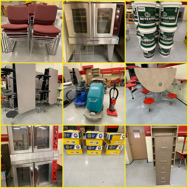 Image for Perryopolis, PA – Frazier School District Surplus Auction: Cooking Appliances, Cafeteria Furniture, School Supplies, Custodial Equipment and Cleaning Supplies, School Desks and Much More!