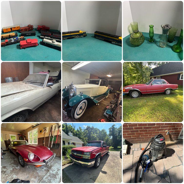Image for Gassaway, WV - Barn Find Classic Car Sale: ‘30 Packard, ‘72 Jaguar Coupe, Three MG TD Roadsters, ‘04 Chevrolet 1500, Glassware, Furniture, Tools, Car Parts and MORE!
