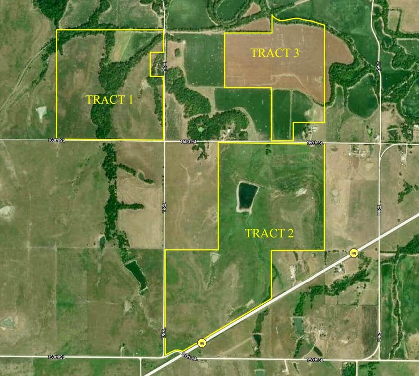 3 Tracts: 545+- Acres Greenwood County, Kansas Land East of Eureka photo 1