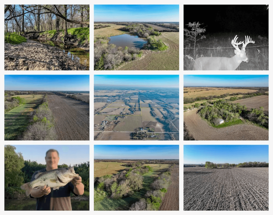 (3) 80+- Acre Tracts South of Augusta – Water Meter, Farm Ground, Pasture, Pond, Creek & Trees photo 1