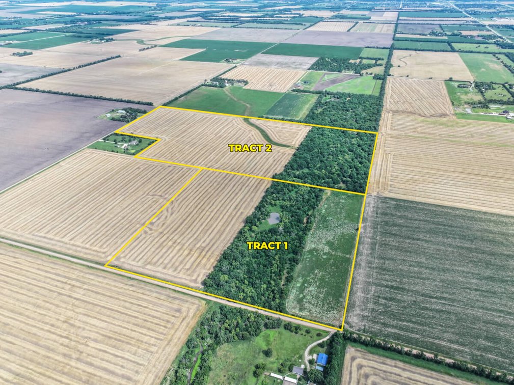 113.9 Acres South of Newton in Harvey County, Kansas – 2 Tracts Tillable, Trees & Pond photo 1