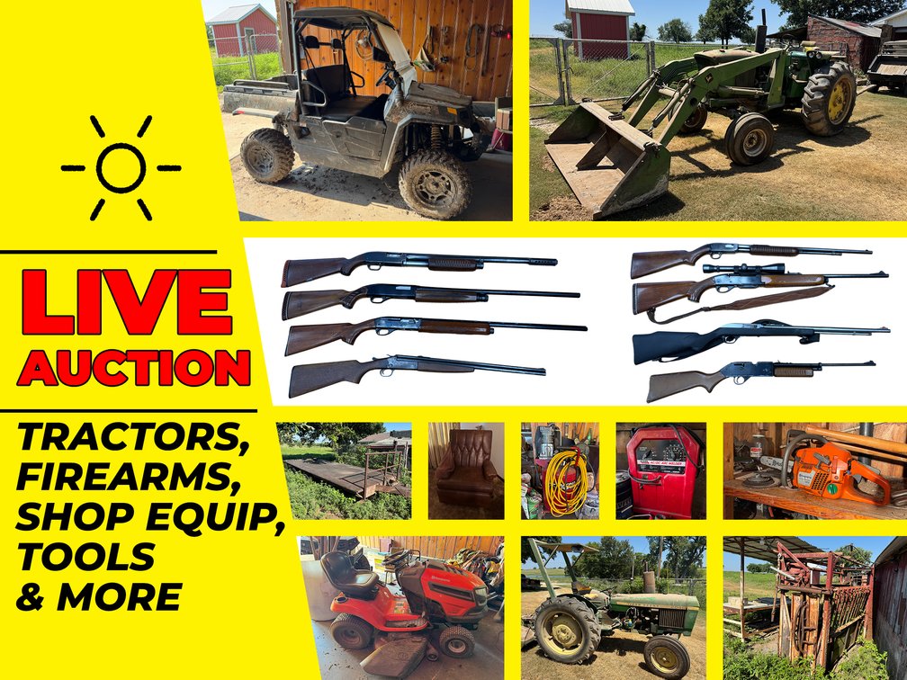 John Deere Tractors, Mower, Side by Side, Guns, Tools & Household Items – Near Douglass, KS photo 1