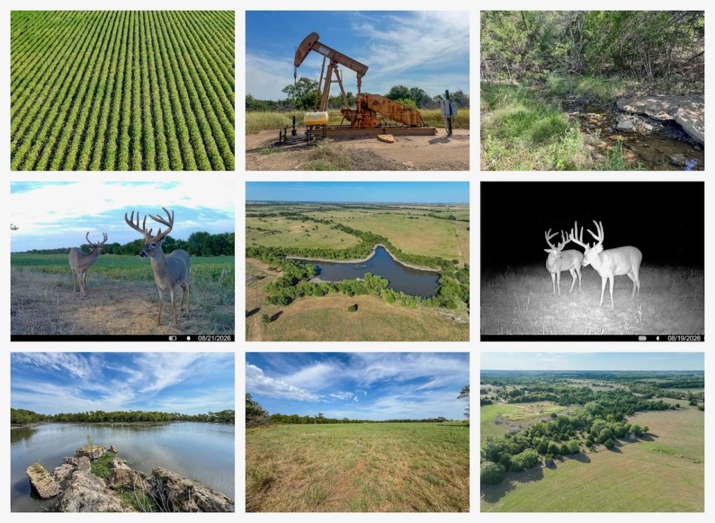 376+- Acres, 3 Tracts - Tillable, Pasture, Oil Income & Hunting – Cowley County, Kansas photo 1
