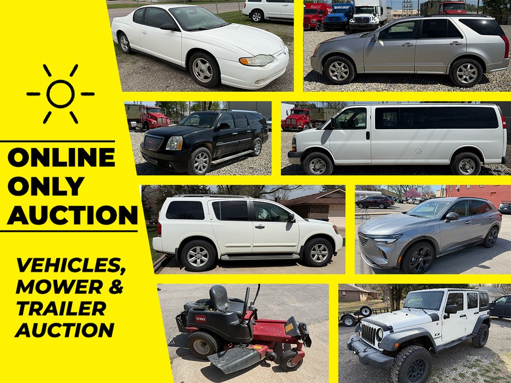 7 Vehicles, Golf Cart, ZTR Mower, Trailer Auction photo 1