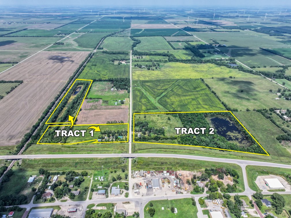 Farm House & 38.5 Acres Selling in 2 Tracts - Pasture, Trees & Ponds at Peabody KS photo 1