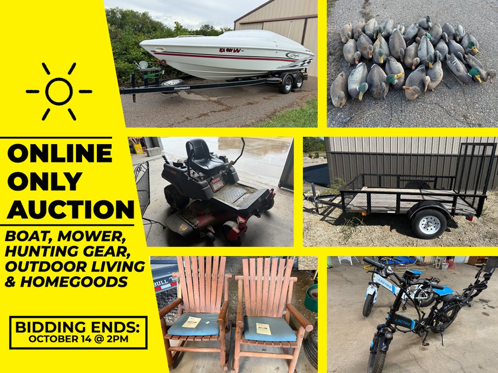 Baja Boat, Mower, E Bikes, Trailers, Tools, Hunting and Home Goods photo 1