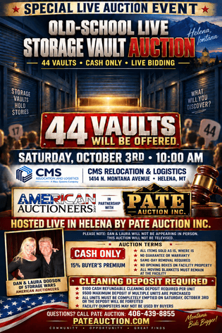 Special Event! Live Storage Vault Auction ~ 44 Vaults Will Be Offered