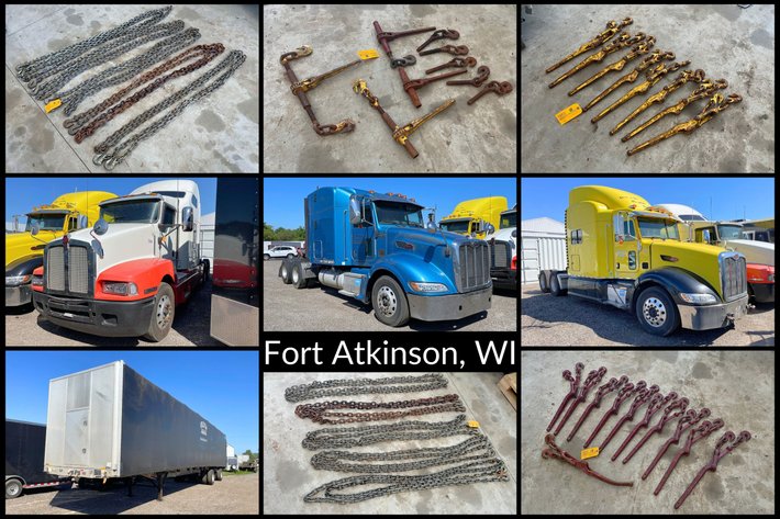 Image for Kenworth T600 & Peterbilt 386 Semi Tractors, Transcraft Trailer, Chains & Binders - Fort Atkinson, WI