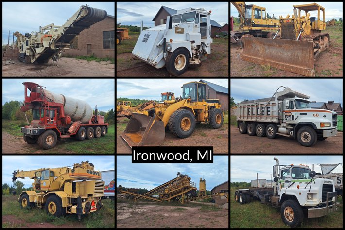 Image for Retirement Auction - Aggregate Equipment, CAT Wheel Loaders, Street Sweeper, Mac Roll Off & Quad Axle Dump Truck, Shop Equipment, Roll Off Containers & More - Ironwood, MI