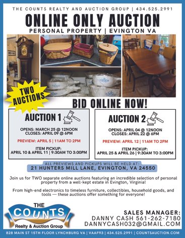 Image for ABSOLUTE AUCTION - FIRST AUCTION - HUNTERS MILL LANE, EVINGTON, VA