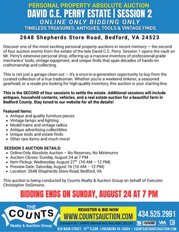 Image for DAVID C.E. PERRY ESTATE | SESSION 2 ONLINE ONLY ABSOLUTE AUCTION
