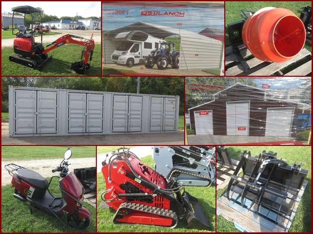 October Storage Container, Mini-Excavator, Mini Skid Steer Attachments and Outdoor (pink tag)