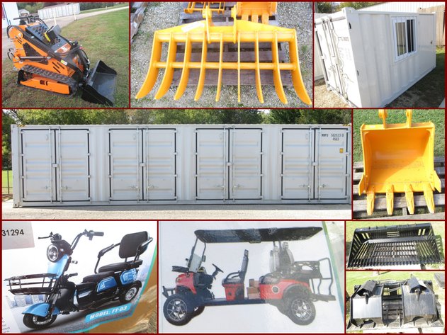 Storage Containers, Mini Excavators and Attachments (mint green tag)