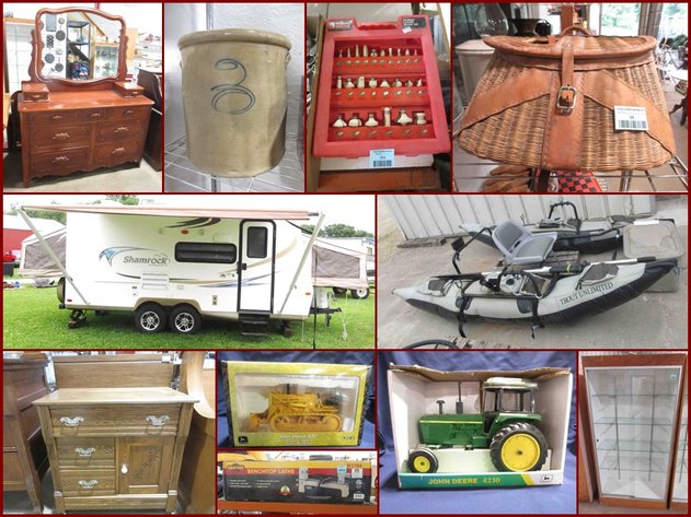 Camper, Inflatable Boat, Antiques, Furniture & Tools (blue tag)