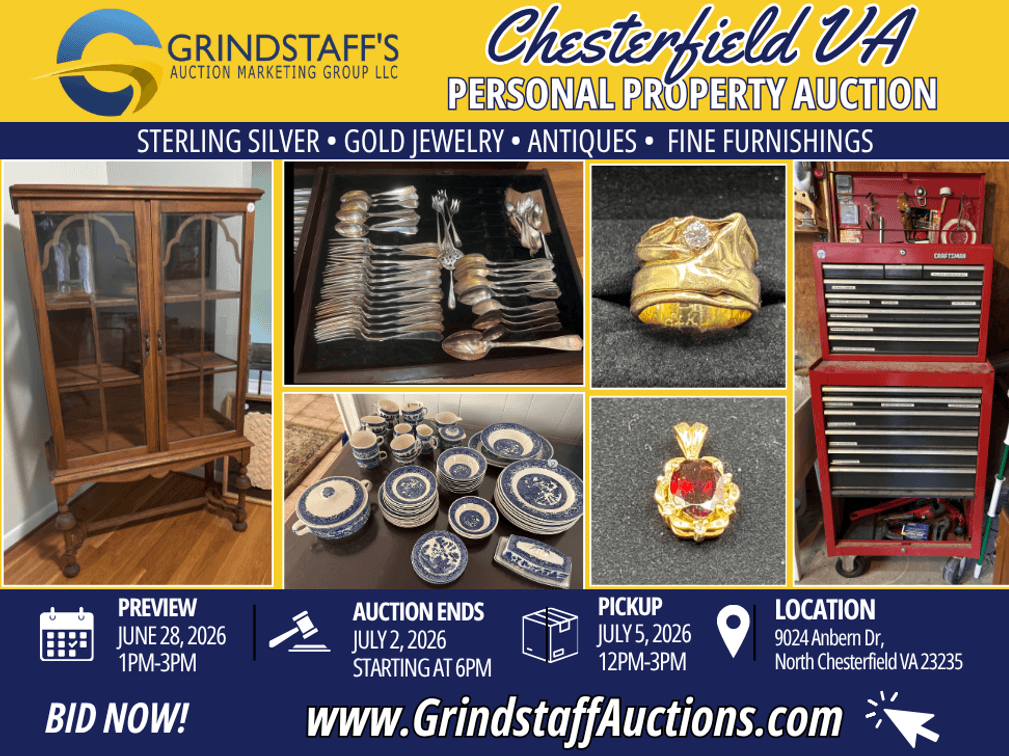 Image for Chesterfield Estate Auction | Sterling Silver, Gold Jewelry, Antiques & Fine Furnishings