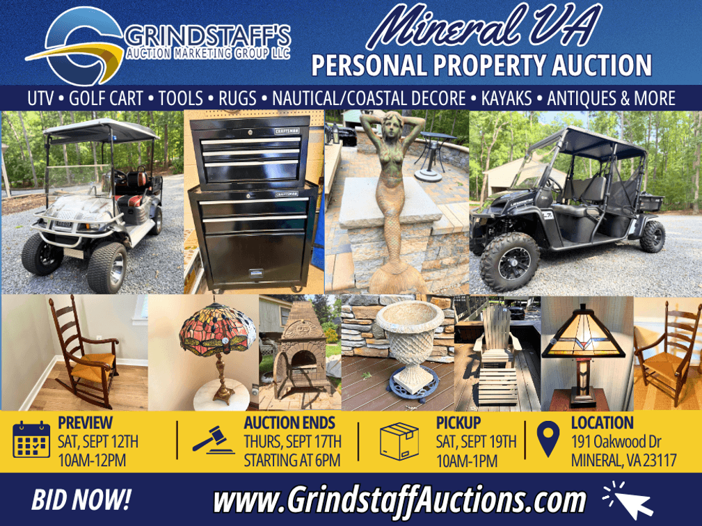 Image for Lake Anna Estate Auction – UTV, Golf Cart, Kayaks, Furniture, Tools & More – Mineral, VA