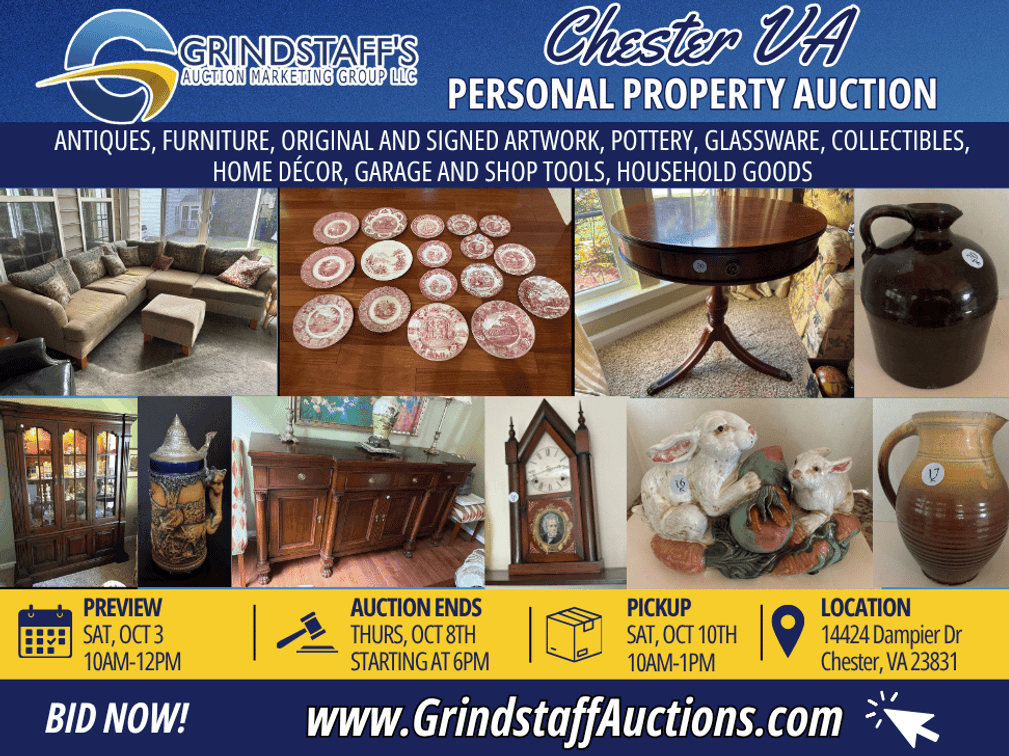 Image for Evans Estate Auction Chester VA – Antiques, Rings, Furniture, Art, Collectibles & Tools