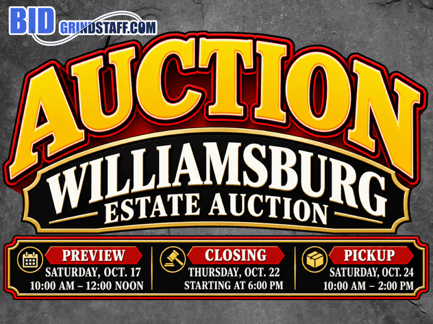 Image for WILLIAMSBURG ESTATE AUCTION – KUBOTA TRACTOR, TOOLS, SILVER, COINS & COLLECTIBLES | By Our Sister Company BidGrindstaff