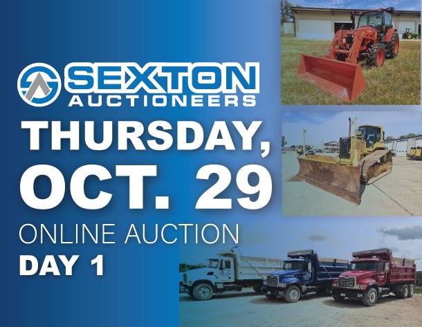 Image for Day One - October 29th | Sexton Auctioneers October 2026 Online Equipment Auction