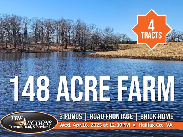 148 Acre Farm with 4 Ponds and 4BR Brick Home