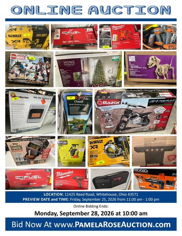 Image for (Whitehouse OH) Mega Fall Liquidation Auction 2026! Massive Collection Of Tools, Grills, Small Appliances, Toys, LEGO, Furniture, Halloween & Christmas Decor (Reed)
