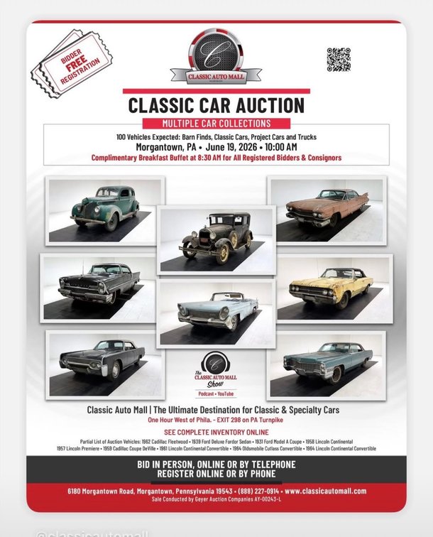 Image for Classic Auto Mall Classic Auto Auction – Morgantown, PA June 19, 2026
