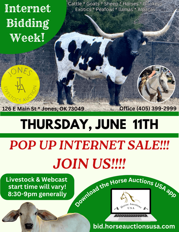 Image for Jones Livestock Auction *Pop Up Sale* THURSDAY JUNE 11TH -  Jones, Oklahoma