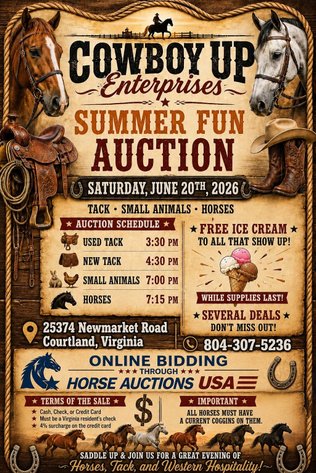 Image for Courtland Tack And Horse Auction Saturday ,June 20,2026