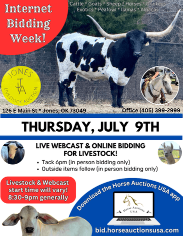 Image for Jones Livestock Auction THURSDAY JULY 9TH -  Jones, Oklahoma