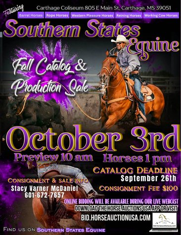 Image for Southern States Fall Catalog & Production Sale - SATURDAY, OCTOBER 3RD - Carthage, MS
