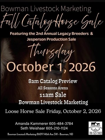 Image for Bowman Livestock Fall Catalog Sale - THURSDAY, OCTOBER 1ST - Bowman, ND