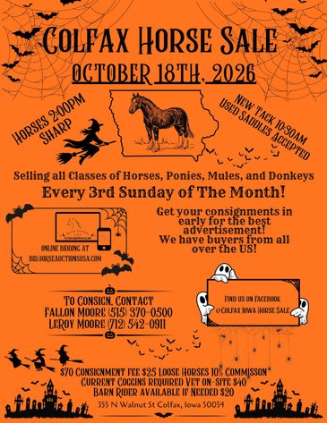 Image for Colfax Horse Sale  - SUNDAY, OCTOBER 18TH - Colfax, Iowa