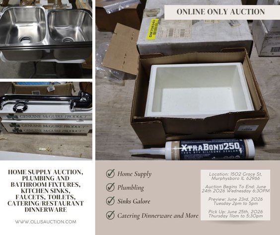 Image for Home Supply Auction, Plumbing And Bathroom Fixtures, Kitchen Sinks, Faucets, Toilets, Catering/Restaurant Dinnerware