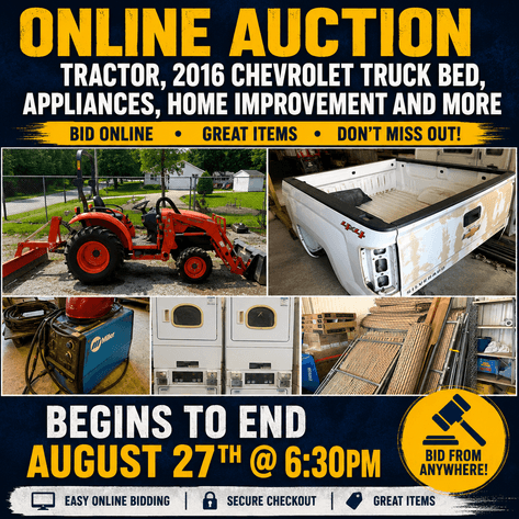 Image for Tractor, 2016 Chevrolet Truck Bed, Appliances, Fencing, Windows And More
