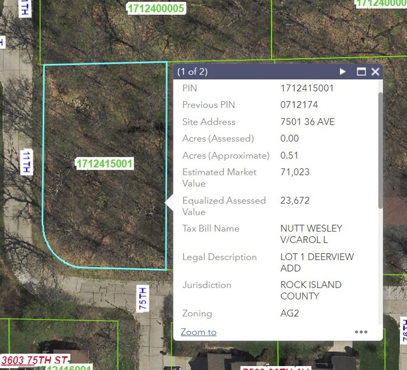 Image for Moline, IL: 2 Residential Lots at 7501 & 7505 36th Ave., Moline, IL 61265 (Rock Island County)