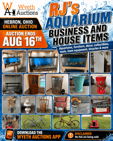 Image for RJ’s Aquarium Business and House Items– Hebron, Ohio Online Auction Aug 16th