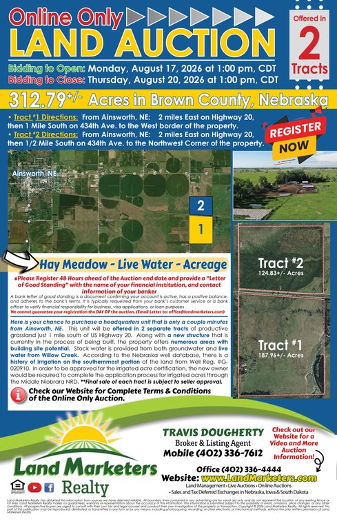 Image for Willow Creek LLC Online Only Land Auction - 312.79+/- Acres Offered in 2 Tracts