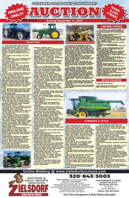 Image for DECEMBER ONLINE ONLY CONSIGNMENT W/BOB LAUGHLIN FARM RETIREMENT, JOE & LOIS MCGEARY FARM RETIREMENT, AND DALE & BETTY NOORDMANS FARM RETIREMENT