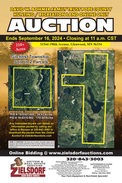 Image for DAVID W. BOHMER FAMILY TRUST POPE COUNTY HUNTING / RECREATION LAND ONLINE ONLY AUCTION