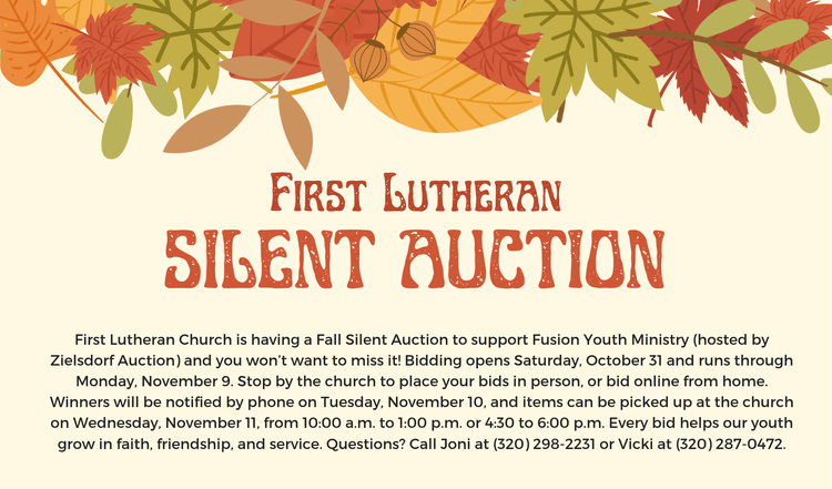 Image for First Lutheran Fall Online-Only Silent Auction 2026
