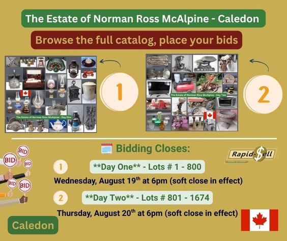 Image for Day Two - The Estate of Norman Ross McAlpine - Caledon - Thursday, Aug. 20th