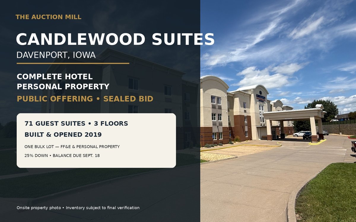 Image for Bank-Ordered Liquidation — Complete Hotel FF&E & All 71 Suites — Sealed Bid Auction, Davenport, Iowa