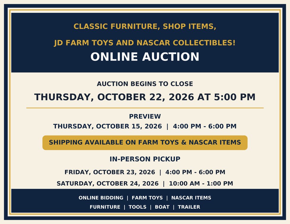 Image for Classic Furniture, Shop Items, JD Farm Toys and NASCAR Collectibles!