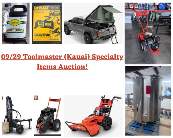 Image for 09/29 Toolmaster (Kauai) Specialty Items Auction!